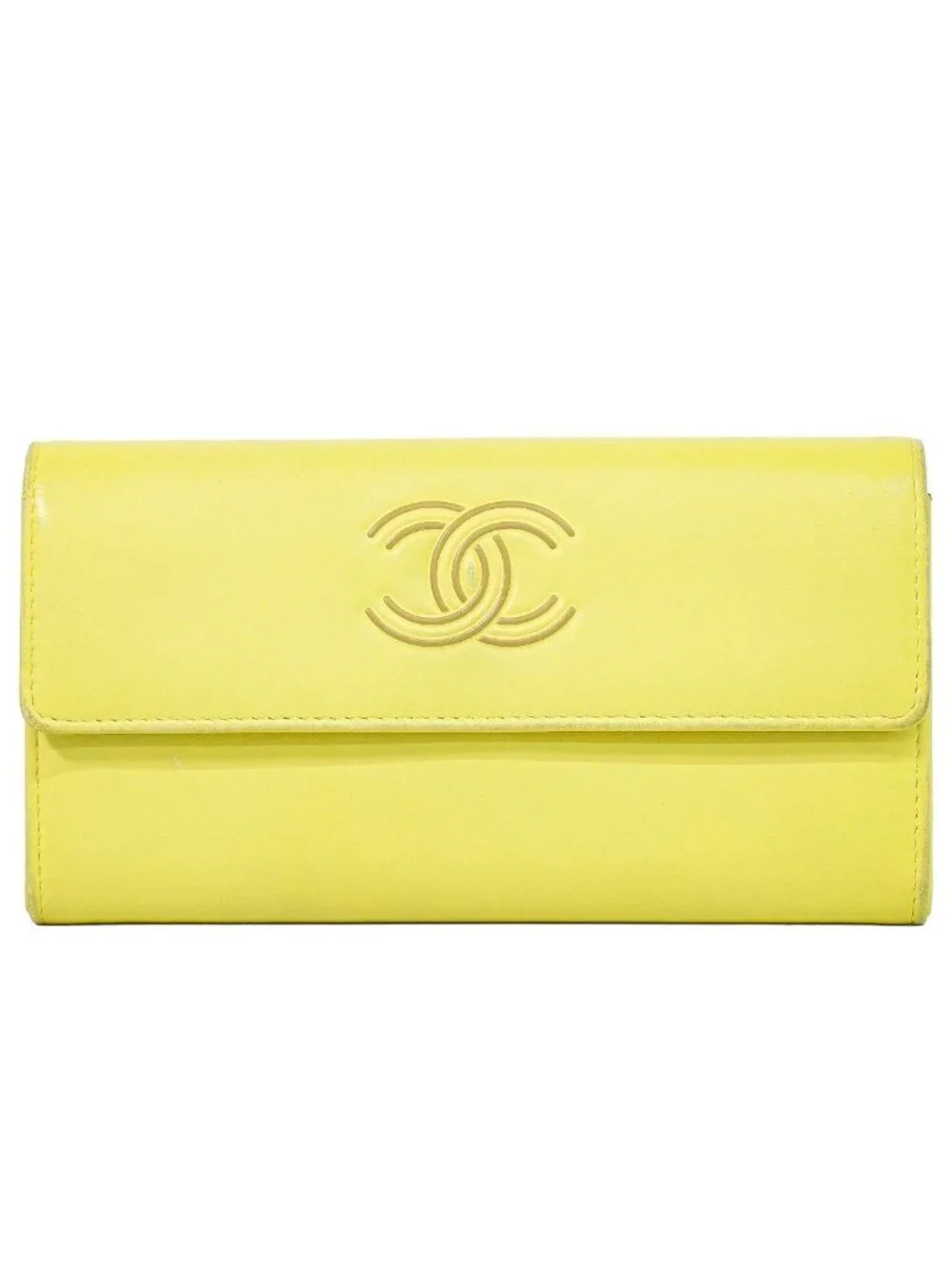 Chanel CC Logo Wallet Leather Yellow